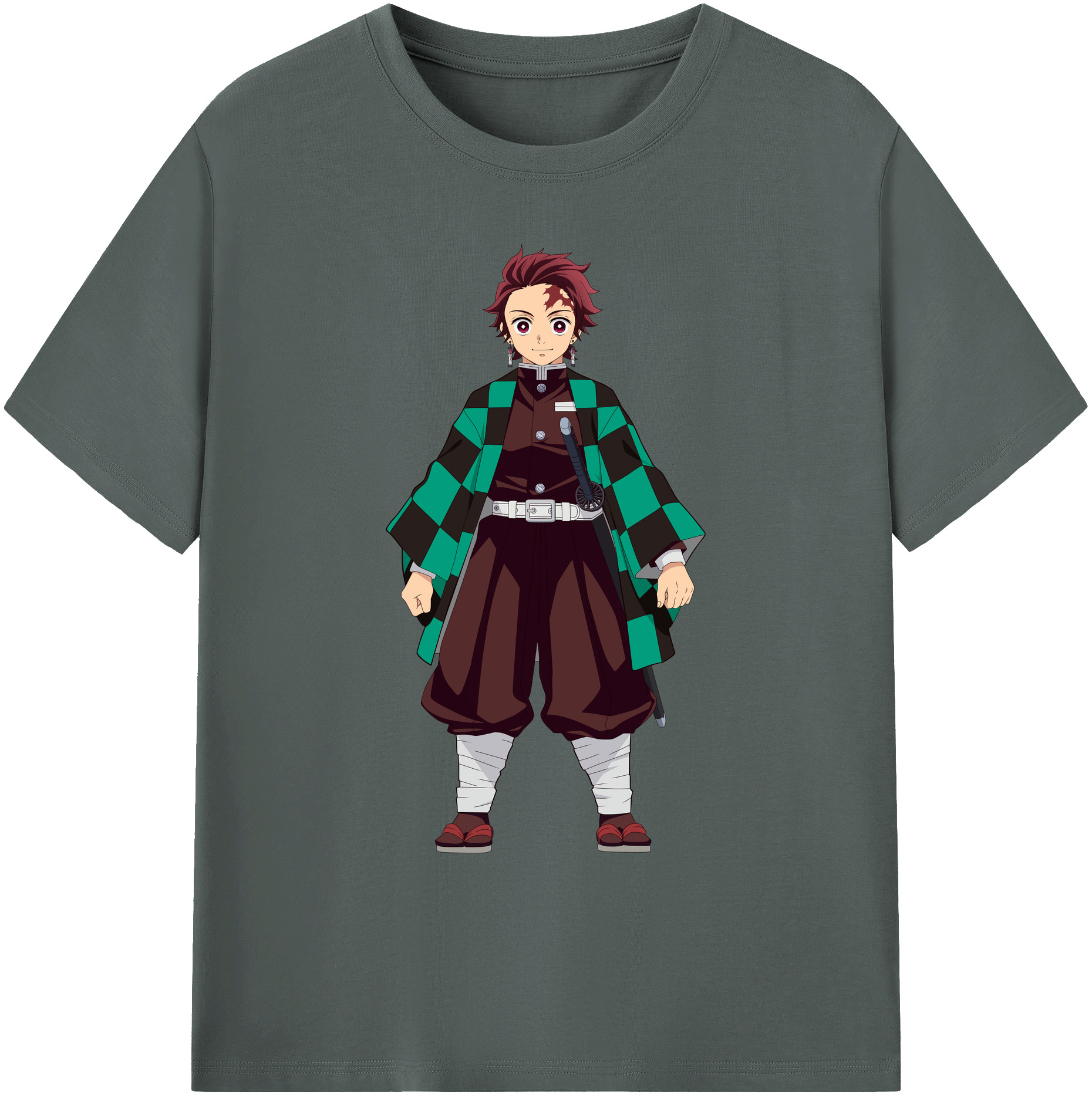 （画像用） 鬼滅の刃 竈門 炭治郎／かまど たんじろう Kamado Tanjirou 綿100％ メンズ半袖Tシャツ｜肌触りやわらか＆通気性